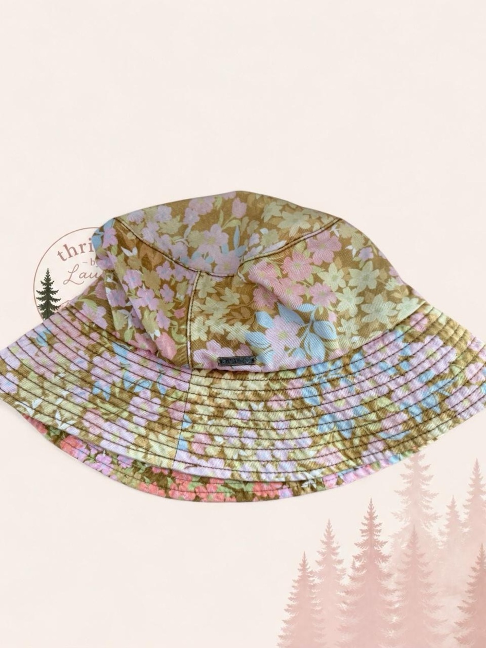 Billabong Floral Bucket Hat Pink Brown Boho Cottagecore Women’s One Size